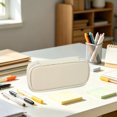 thumbnail image 5 of White Pencil Case, Portable Oxford Fabric Stationery Organizer Bag, Waterproof Wear Resistant Storage Pouch, Large Capacity Supply Holder Office Work, Travel Business and Little Ones Daily Storage, 5 of 6