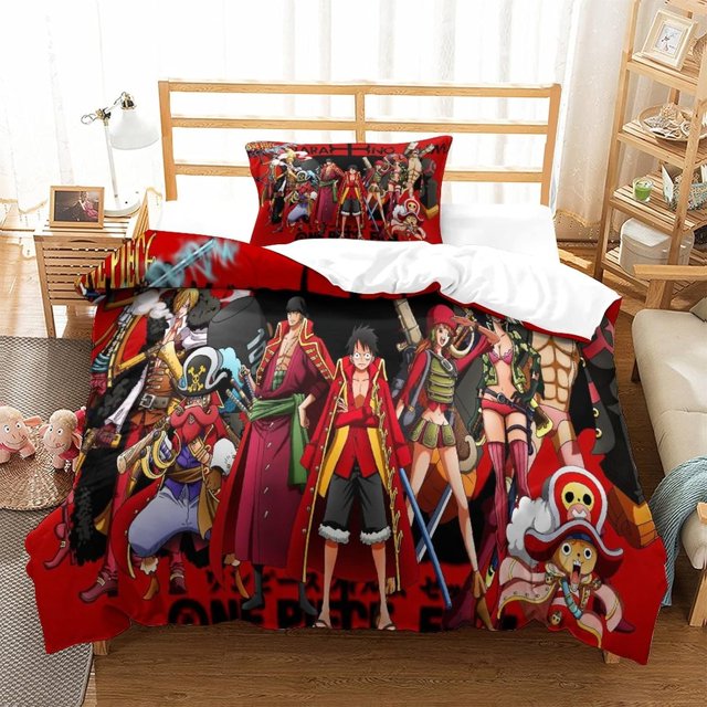 KNITII Parure De Lit Anime Luffy 3D Printed Parure De Lit Anime Luffy Chopper Design Duvet Cover Set Bedding Set,Soft Microfiber,Hidden Zipper Single