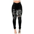 thumbnail image 2 of asdoklhq Women's Plus Size Pants,Women Slim Washed Ripped Hole Gradient Long Jeans Denim Regular Pants, 2 of 4