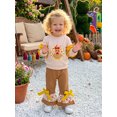thumbnail image 4 of RUINIXCW Toddler Baby Girl Thanksgiving Outfit Infant Baby Girls Fall Winter Clothes Turkey Embroidery Ruffle Long Sleeve Sweatshirt and Bell Bottom Floral Pants Set, 4 of 10