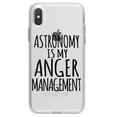 thumbnail image 1 of DistinctInk Clear Shockproof Hybrid Case for iPhone XS Max (6.5" Screen) - TPU Bumper Acrylic Back Tempered Glass Screen Protector - Astronomy is My Anger Management, 1 of 5