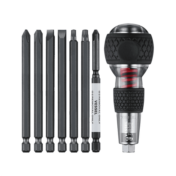 Vessel Tools Impact & Out Screwdriver & 7PC Bit Set
