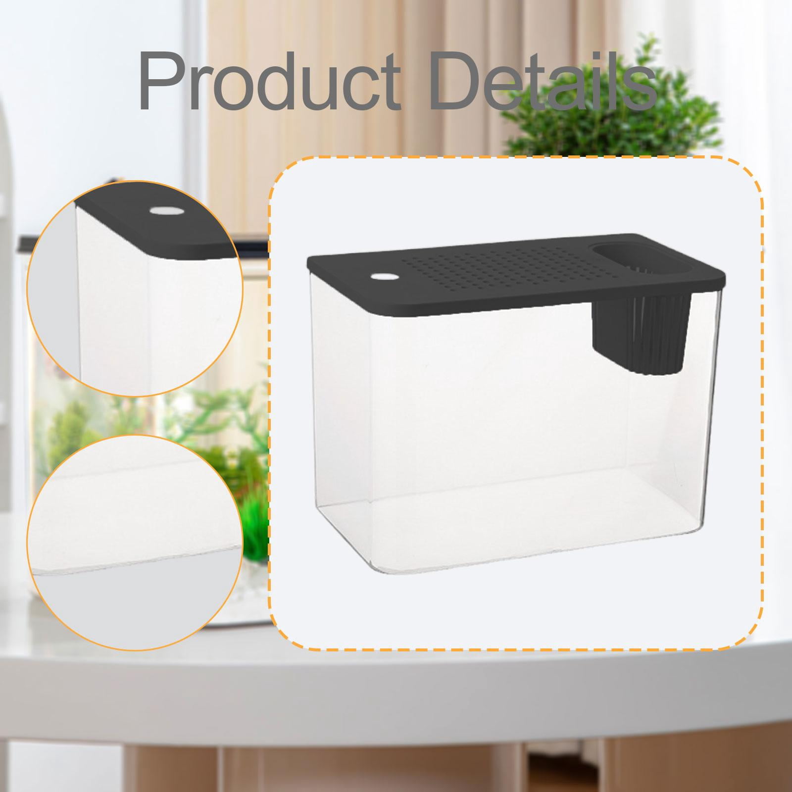EHJRE Reptile Terrarium Tank Aquarium Clear Habitat Cage Transparent Feeding Box Sturdy Pp Build Suitable for Fish Keeping Reptile Caring Desktop Placement Black Lid