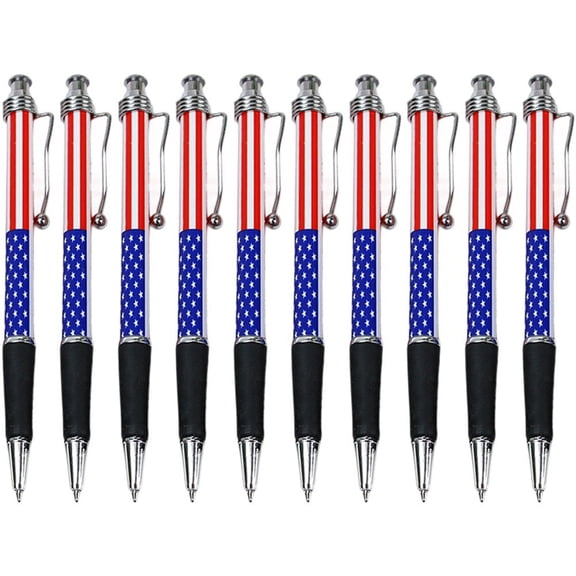 10Pcs American Flag Ballpoint Pen, USA Patriotic Themed Pen Independence Day Gel Ink Pen For Writing, Office Stationery