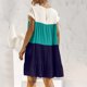 thumbnail image 4 of Moda mujer Casual verano cuello redondo manga corta costura vestido suelto falda corta vestidos Fridja  qw2525, 4 of 7
