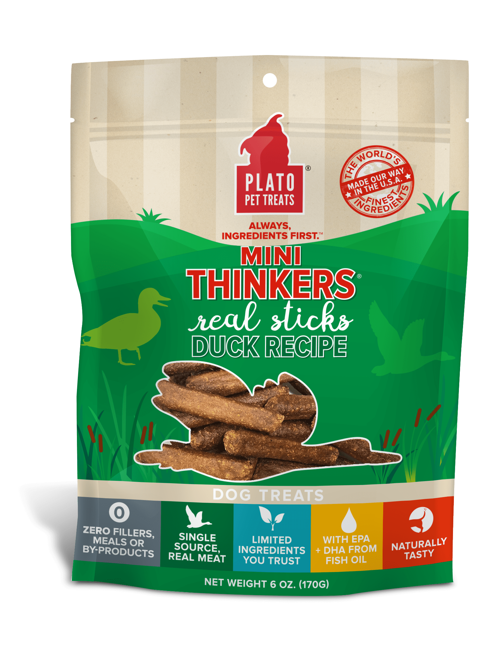 Plato Mini Thinkers Duck Recipe Dog Treats, 6 Oz.
