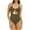 Army Green, variant on Women's One-Piece Swimsuit with Hollow-Out Cutout & Adjustable Halter Straps, Form-Fitting Design for Active Swim Days Khaki 2XL