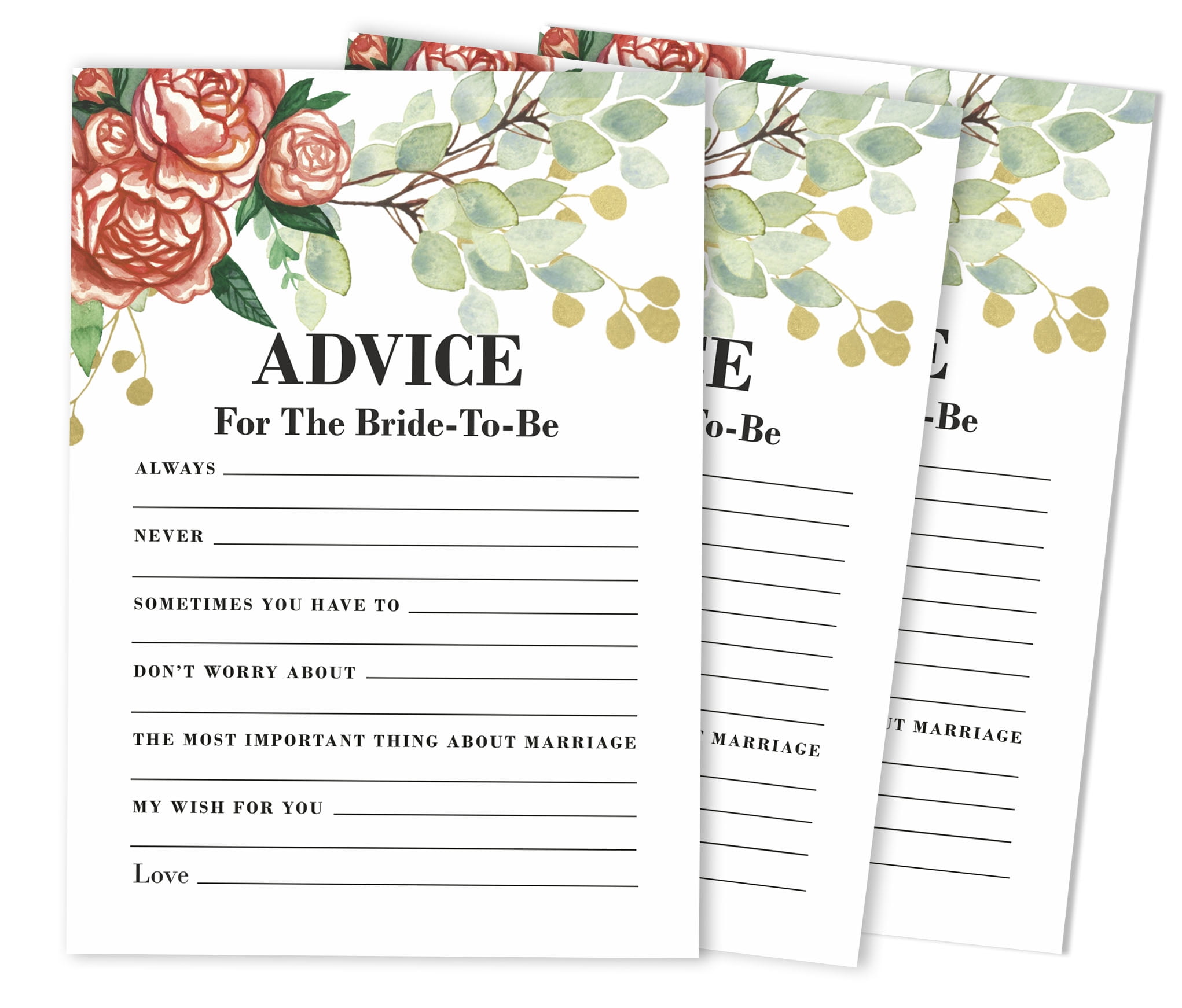 Inkdotpot Bridal Shower Games Advice For The Bride Set Of 50FloralMad Libs  Game ActivityCards - Walmart.com