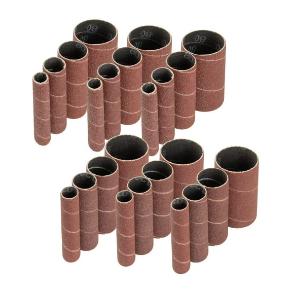 POWERTEC Assorted Sanding Sleeves 24-Pieces, 2-1/2" Length, 1/2", 3/4", 1", 1-1/2" Diameters, 80, 120 Grits 3 Each (71709)
