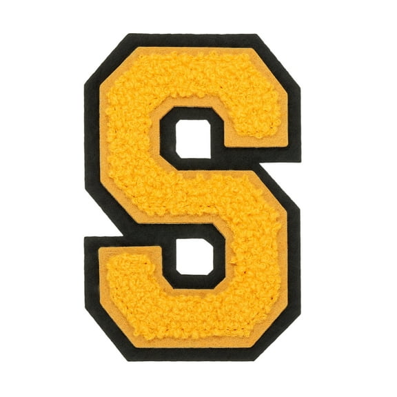 4" Chenille Letter Patches,Yellow Chenille Initial A-Z Patches (Letter S)