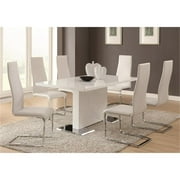 Anges T-shaped Pedestal Dining Table Glossy White