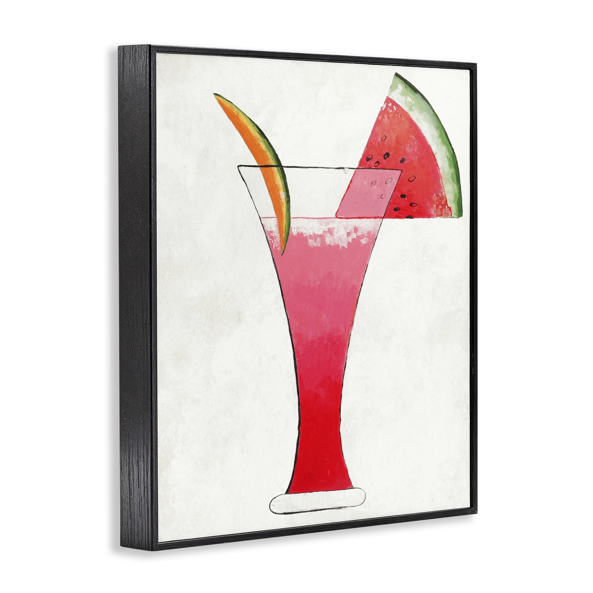 Stupell Industries Summer Cocktail Watermelon Slice Black Framed Giclee Art, design by Lorenzo Collective