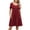 Burgundy, variant on Women's Pleated Front Round Neck Swing Dress with Pockets Ruched Stretch 65% rayon 30% polyester 5% spandex Easy Care