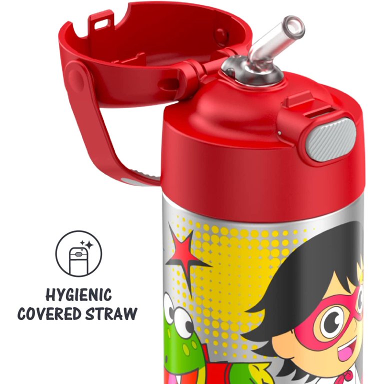 Train Thermos Canteen Toddler Water Bottle Drink Straw Travel Cup Red  Plastic