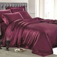 thumbnail image 2 of 7 Piece All Season - Satin Comforter Set (Comforter + Flat Sheet + Fitted Sheet 19'' + 4 Pillowcases) 600 GSM Comforter Sheet Set Wrinkle Fade Free for All Seasons( California Queen Size,Wine ), 2 of 3