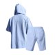 thumbnail image 5 of Conjunto de Pantalones Cortos para Hombre 2 Piezas Outfits Color Sólido Botón Cordón de Lino Camiseta con Capucha Y Pantalones Cortos de Playa, 5 of 9