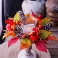thumbnail image 5 of Cififendec Harvest Maple Leaf Candle Ring Wreath, 9.84", Artificial Pomegranate Pinecone Berry Candle Holder Ring for Thanksgiving Dining Table Centerpiece Decor, 5 of 8