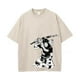 thumbnail image 4 of Camiseta de manga corta para hombre, ropa de calle lavada, color blanco albaricoque, de gran tamaño, con estampado gráfico de Anime japonés, de algodón, de verano, 4 of 5