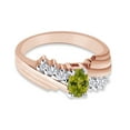 thumbnail image 2 of Oval Shape Natural Diamond And Simulated Peridot In 14K Rose Gold Over 925 Sterling Silver Ring Size 4, 2 of 4