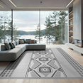thumbnail image 2 of ODIKA 8'x10' Grey White Geometric Design Washable Area Rug Bold Abstract Patterns with Symmetrical Motifs Durable, Non-Slip for Living Room, Under Sectional, Family, 2 of 4