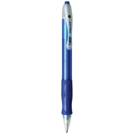 BIC Velocity Retractable Ball Pen, Medium Point (1.0 mm), Blue, 12-Count