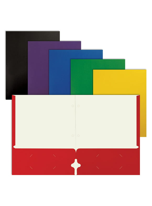 2 Pocket Paper Folders, Letter Size Paper Portfolios by Better Office Products, Case of 50, Assorted Primary Colors