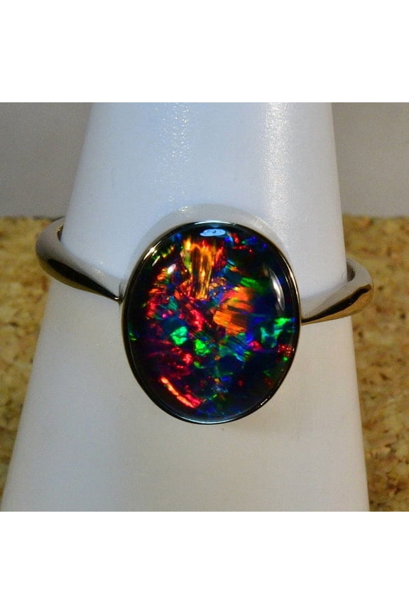 Genuine Australian Opal set into Solid 925 Sterling Silver Ring