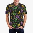 thumbnail image 4 of Xecao Mardi Gras6 for Mens' Casual Short Sleeve Button-Down Polo Shirts for a Classic Golf Look, 4 of 9