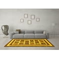 thumbnail image 3 of Ahgly Company Machine Washable Indoor Round Abstract Yellow Modern Area Rugs, 7' Round, 3 of 4