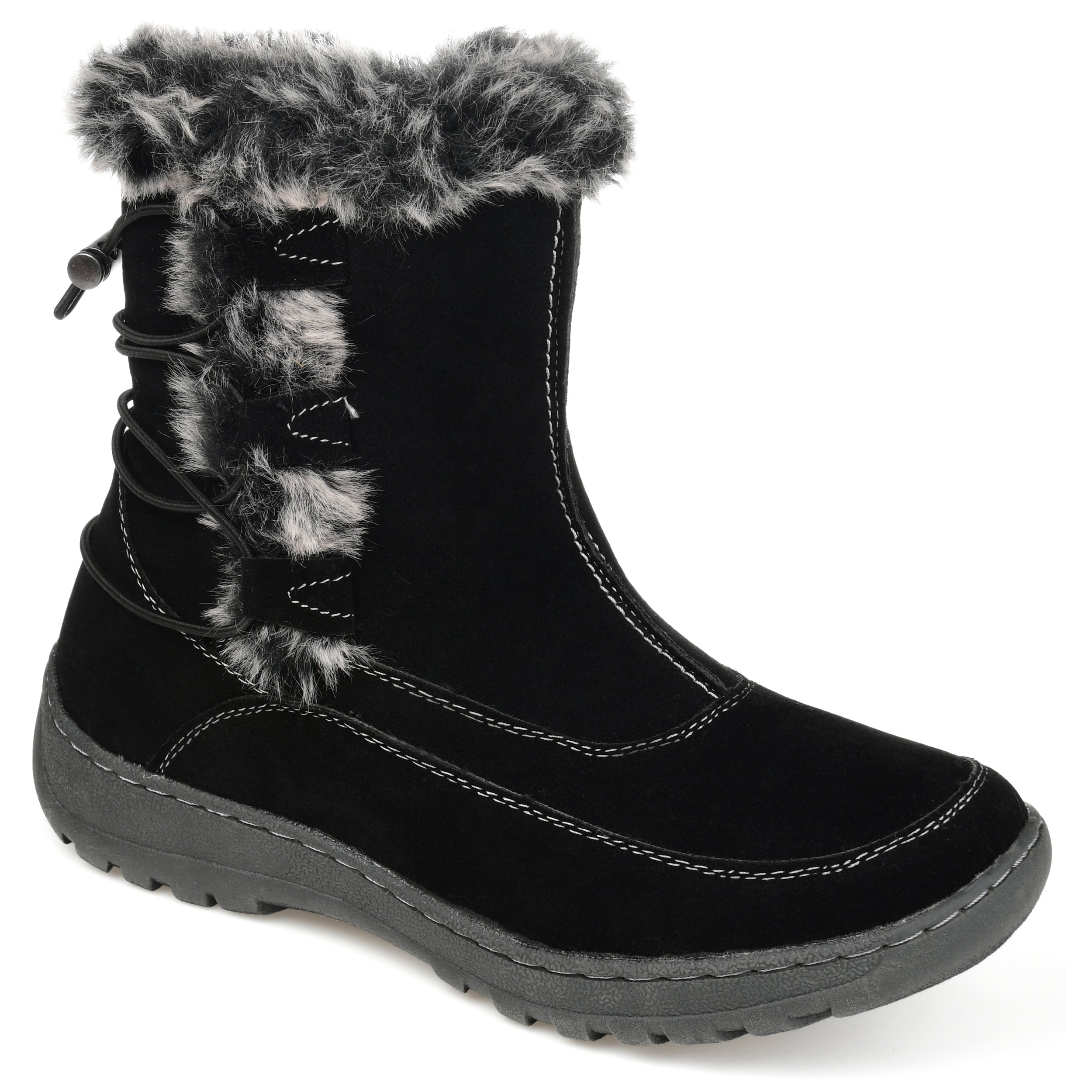 Brinley Co. Womens Faux Fur Trim Tread Sole Winter Boot - Walmart.com