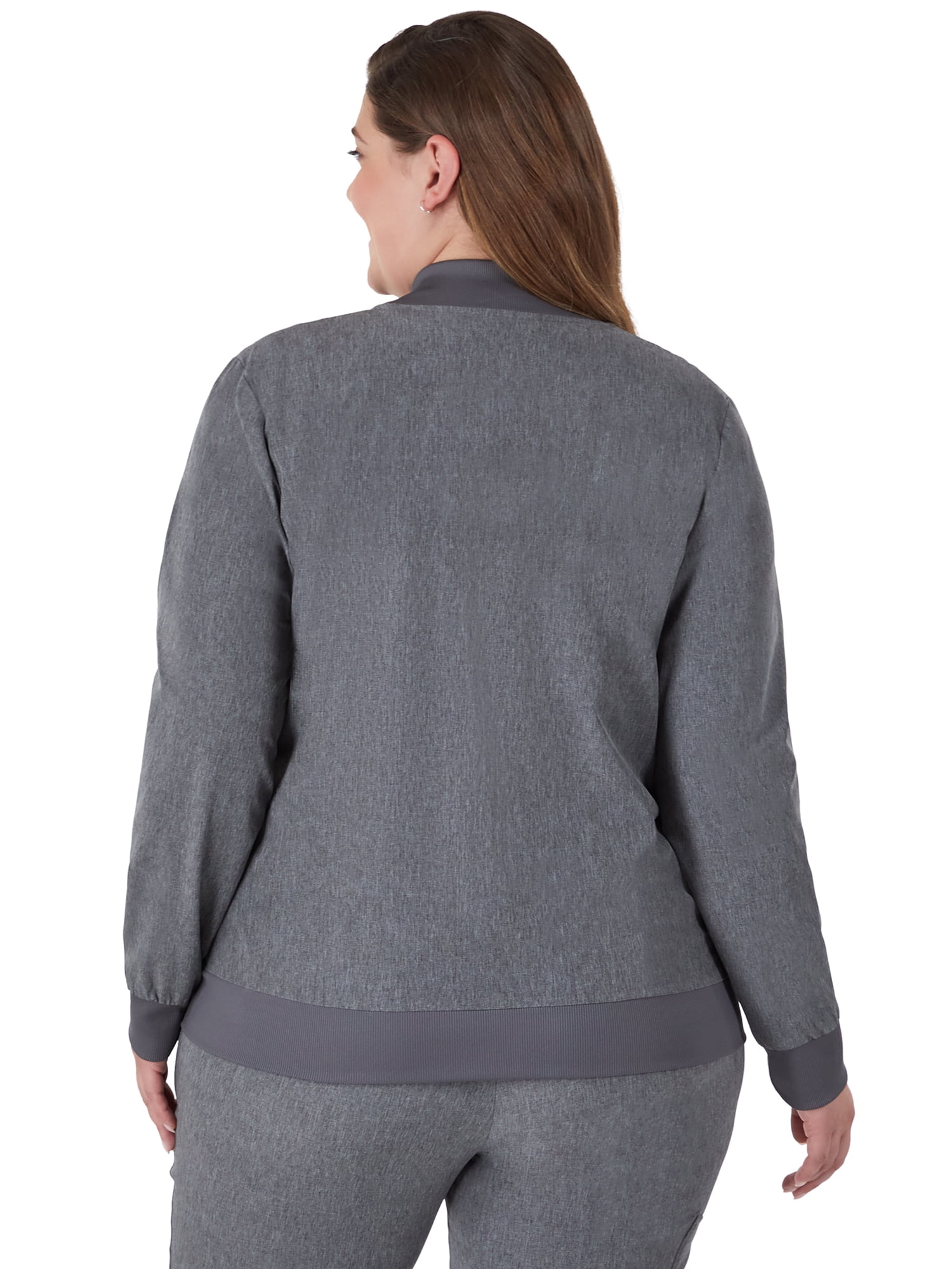 Hanes Women's Scrubs Bomber Scrub Jacket, Comfort Fit, 2-Outer Pockets 1-Inner Pocket, Sizes XS-3XL