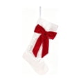 thumbnail image 2 of Tuvgenk Christmas Stockings White Stockings Quilted Velvet with Red Bow 18.11 inch Large Elegant Hanging Sock for Family Fireplace Xmas Tree Decor, 2 of 9