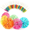 thumbnail image 1 of 100 Uds colores surtidos sombrilla de papel selecciones de cóctel Cupcake Toppers para fiesta hawaiana XianweiShao 8390612630187, 1 of 1