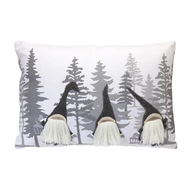 DS 12 x 18 in. Polyester & Linen Gnome Pillow, Gray