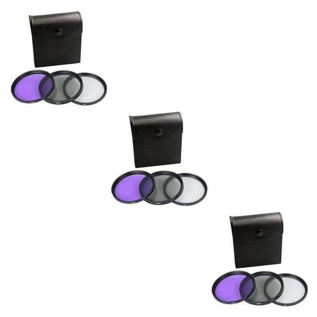ZLight 3 Pcs 3-in-1 Lens Filter with Bag 49MM 52MM 55MM 58MM 62MM 67MM 72MM 77MM Protector Filtering Circular Polarizer Carrying Case 62mm 3Set