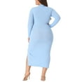 thumbnail image 3 of GRACE & GRANDEUR Women's Plus Size Bodycon Dress Knee Slim Cut Out Dresses 2023 3X Blue, 3 of 6