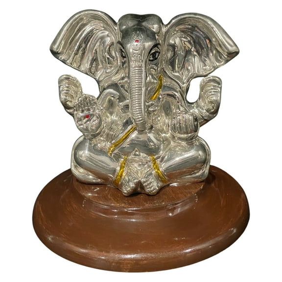 999 Pure Silver BIG Ganesh / Ganpathi 3.0-inch Tall idol / Statue / Murti (Figurine #30)