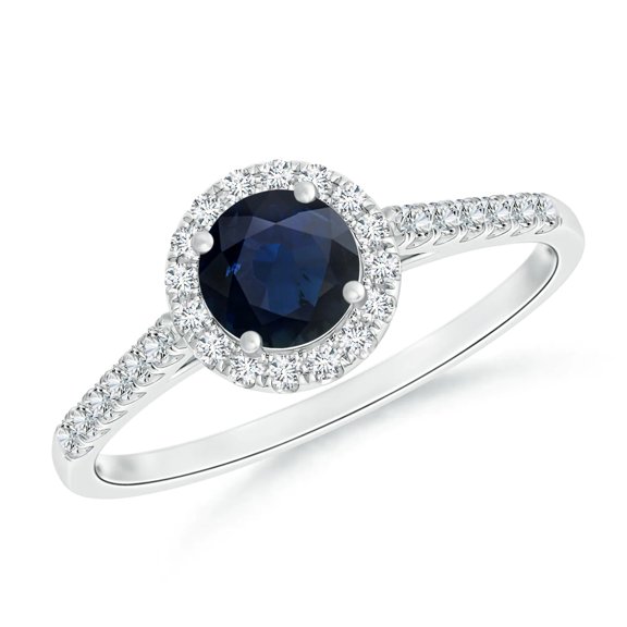 Round 0.50 Ctw Blue Sapphire 925 Sterling Silver Solitaire Accents Women Engagement Ring Size US- 4