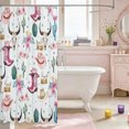 thumbnail image 3 of Manfei Western Cowgirl Boots Hat Shower Curtain 72Wx78L,Rustic Floral Bull Skull Bath Curtain, 3 of 6