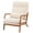 Off-White, variant on IVV High Back Armchair in Beige Linen, Comfy Upholstered Accent Chair with Wooden Legs and Lumbar Pillow for Living Room, Bedroom, Apartment