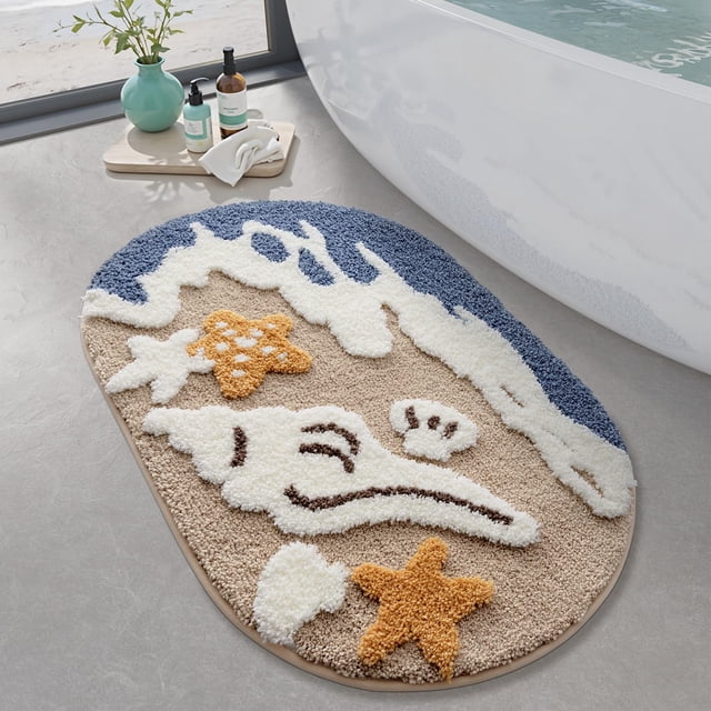 Alfombra de baño Rug LUMI Beach, antideslizante, suave, 56 x 86 cm