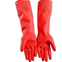 FNGZ 2 Pairs Reusable Household Gloves Rubber Dishwashing Gloves Extra Thick Long Sleeves Kitchen Cleaning Working Painting Gardening Pet Care Oven Hand Socks, Two Pairs of Gloves
