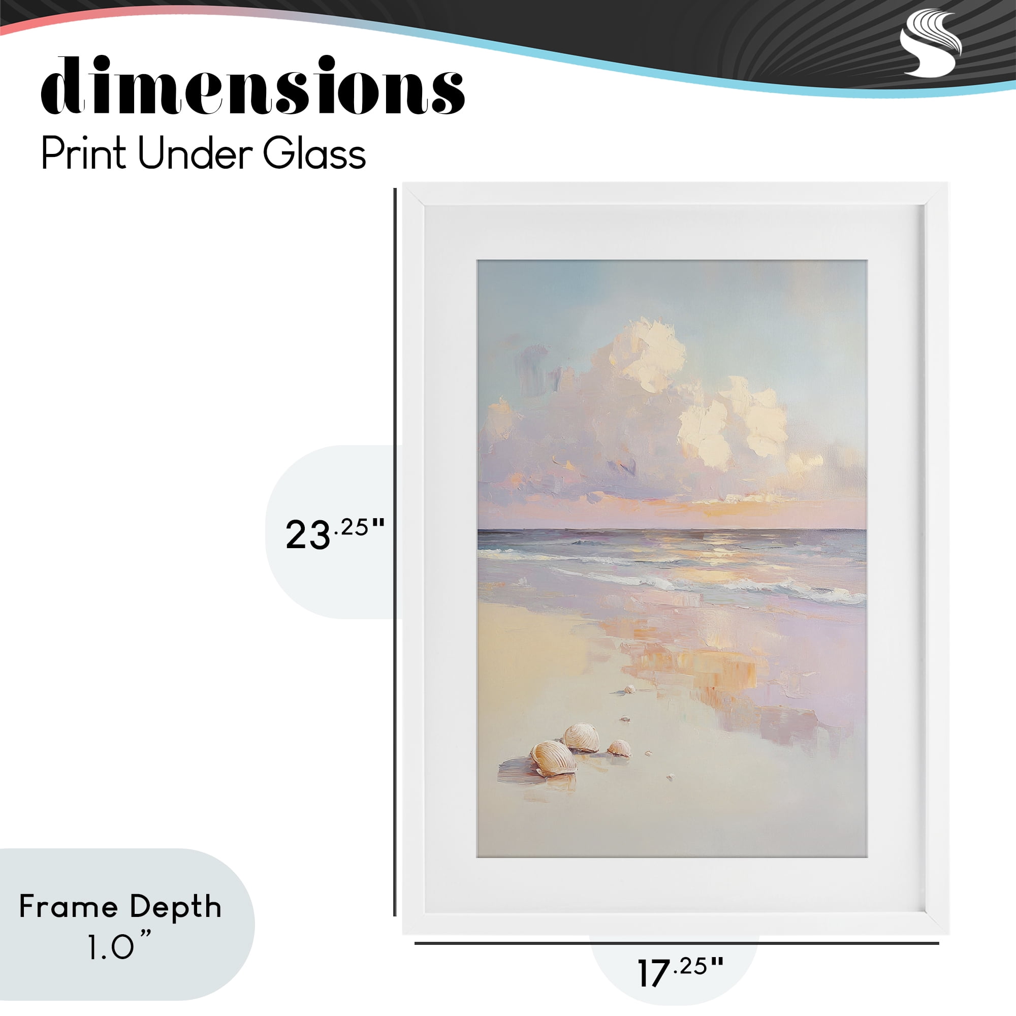 Stupell Industries Pastel Sunset Over Seashells White Framed Print Under Glass, design by Sisi and Seb