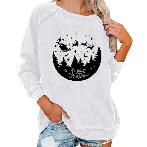 XZNGL Tops for Women Sexy Casual Fashion Women Print Long Sleeve  Comfortable Breathable Round-Neck Tops Fashion Tops for Women Women Tops  Long Sleeve