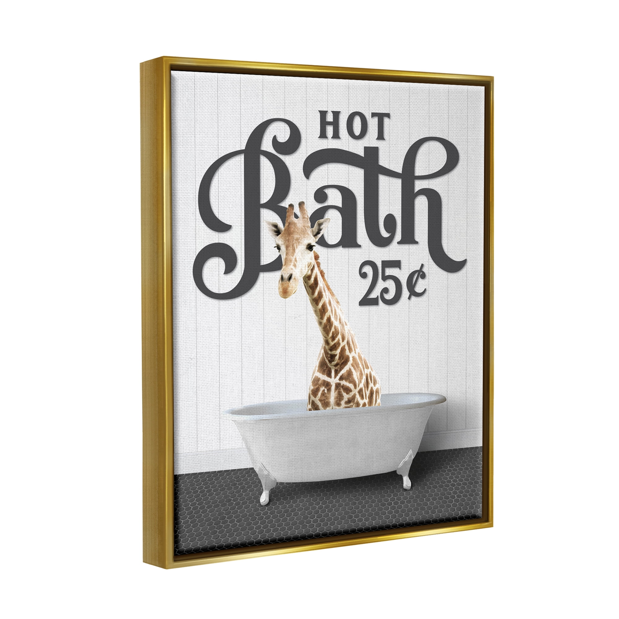 Stupell Industries Vintage Hot Bath Animal Animals & Insects Painting Gold Floater Framed Art Print Wall Art, 17 x 21