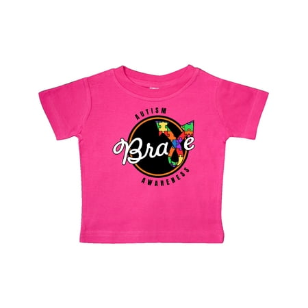 

Inktastic Autism Awareness Brave with Puzzle Piece Ribbon Gift Baby Boy or Baby Girl T-Shirt