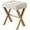 12.6"d Beige+yellow, variant on Vanity Stool,Square Ottoman Stool Foot Rest,Upholstered Vanity Chair Foot Stool with Metal X Legs, Small Vanity Seat for Entryway,Bedroom and Living Room,Linen Beige