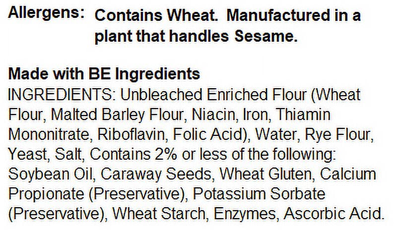 S.Rosens Rye with Caraway Seeds Bread, 16 oz. Fresh Loaf