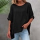 thumbnail image 2 of Mujeres Tops Color Sólido Manga Corta Malla Empalme V-Cuello Blusa Casual, Tops de Verano de las Mujeres, 2 of 8