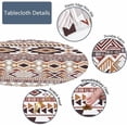 thumbnail image 3 of Tribal Ethnic Pattern Round Tablecloth Geometric Traditional Rhombus Triangle Stripes Fitted Table Cover Washable Tablecloths for Kitchen Dining Party 40-44 inch, 3 of 6
